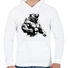 PRINTFASHION Gym bear - Férfi kapucnis pulóver - Fehér