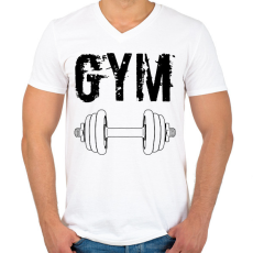 PRINTFASHION Gym  - Férfi V-nyakú póló - Fehér