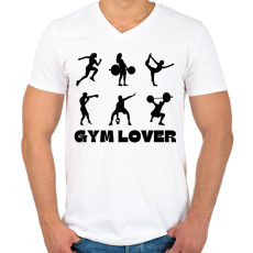 PRINTFASHION Gym Lover - Férfi V-nyakú póló - Fehér
