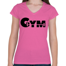 PRINTFASHION GYM - Női V-nyakú póló - Rózsaszín
