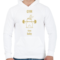 PRINTFASHION gym time baby  - Férfi kapucnis pulóver - Fehér