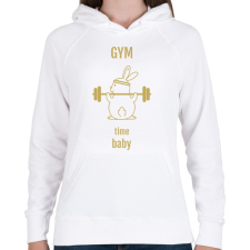 PRINTFASHION gym time baby  - Női kapucnis pulóver - Fehér női pulóver, kardigán