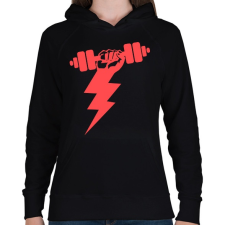 PRINTFASHION GYM villám - Női kapucnis pulóver - Fekete női pulóver, kardigán