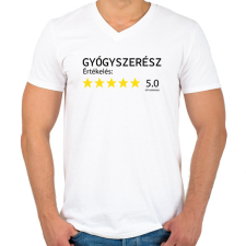 PRINTFASHION Gyógyszerész értékelés - Férfi V-nyakú póló - Fehér férfi póló