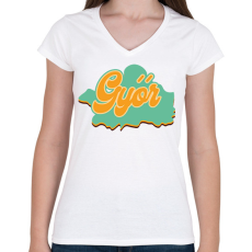 PRINTFASHION Győr - Női V-nyakú póló - Fehér