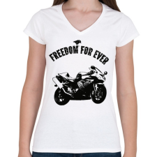 PRINTFASHION gyorsasági motor - Női V-nyakú póló - Fehér női póló