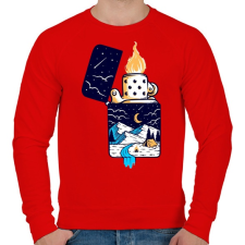 PRINTFASHION Gyújtó  - Férfi pulóver - Piros férfi pulóver, kardigán