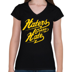 PRINTFASHION Gyűlölet - Női V-nyakú póló - Fekete