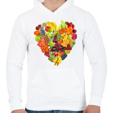 PRINTFASHION Gyümölcs-szív - Férfi kapucnis pulóver - Fehér