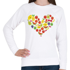 PRINTFASHION Gyümölcsös szív - Női pulóver - Fehér női pulóver, kardigán