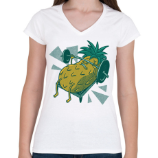 PRINTFASHION Gyúró ananász - Női V-nyakú póló - Fehér