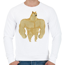 PRINTFASHION Gyúrós kutya mém - Férfi pulóver - Fehér férfi pulóver, kardigán