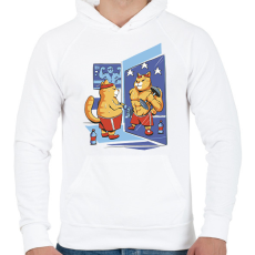 PRINTFASHION Gyúrós macska - Férfi kapucnis pulóver - Fehér