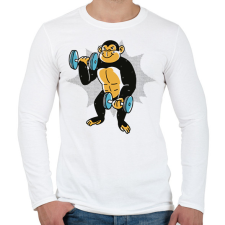 PRINTFASHION Gyúrós majom - Férfi hosszú ujjú póló - Fehér férfi póló