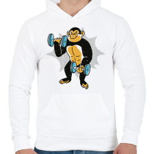 PRINTFASHION Gyúrós majom - Férfi kapucnis pulóver - Fehér férfi pulóver, kardigán
