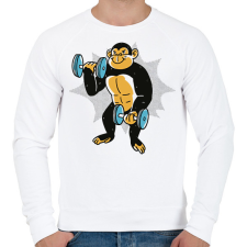 PRINTFASHION Gyúrós majom - Férfi pulóver - Fehér férfi pulóver, kardigán