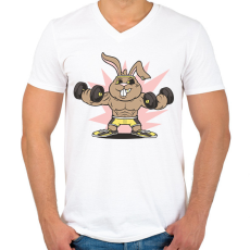 PRINTFASHION Gyúrós nyuszi - Férfi V-nyakú póló - Fehér