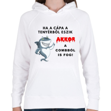 PRINTFASHION HA A CÁPA TENYÉRBŐL ESZIK - Női kapucnis pulóver - Fehér