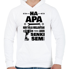 PRINTFASHION Ha apa nem tudja megjavítani - Férfi kapucnis pulóver - Fehér