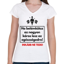 PRINTFASHION HA BELÉM KÖTSZ - Női V-nyakú póló - Fehér női póló