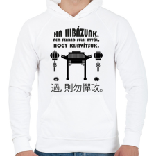 PRINTFASHION Ha hibázunk - Férfi kapucnis pulóver - Fehér férfi pulóver, kardigán