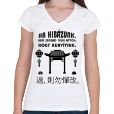 PRINTFASHION Ha hibázunk - Női V-nyakú póló - Fehér női póló