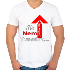 PRINTFASHION ha nem tanulsz... - Férfi V-nyakú póló - Fehér