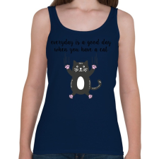 PRINTFASHION Ha van egy macskád - Női atléta - Sötétkék női trikó