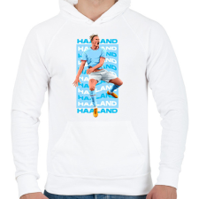 PRINTFASHION Haaland - Férfi kapucnis pulóver - Fehér férfi pulóver, kardigán