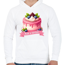 PRINTFASHION Hab a tortán - Férfi kapucnis pulóver - Fehér férfi pulóver, kardigán