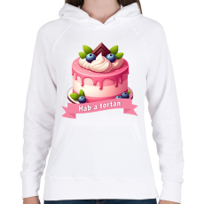 PRINTFASHION Hab a tortán - Női kapucnis pulóver - Fehér