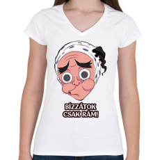 PRINTFASHION Haganezuka póló - Női V-nyakú póló - Fehér