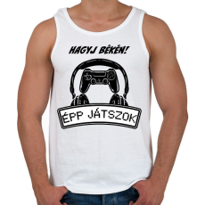 PRINTFASHION Hagyj békén épp játszok - Férfi atléta - Fehér