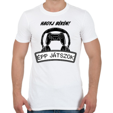 PRINTFASHION Hagyj békén épp játszok - Férfi póló - Fehér férfi póló