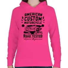 PRINTFASHION Hagyományos amerikai motor - Női kapucnis pulóver - Fukszia