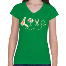 PRINTFASHION hair love - Női V-nyakú póló - Zöld női póló