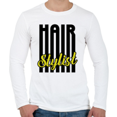 PRINTFASHION Hair Stylist (black) - Férfi hosszú ujjú póló - Fehér