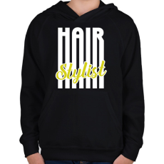 PRINTFASHION Hair Stylist (white) - Gyerek kapucnis pulóver - Fekete