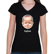 PRINTFASHION hajime - Női V-nyakú póló - Fekete