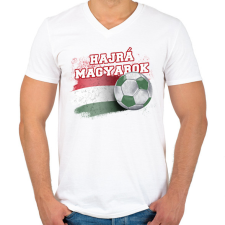 PRINTFASHION Hajrá magyarok - Férfi V-nyakú póló - Fehér férfi póló