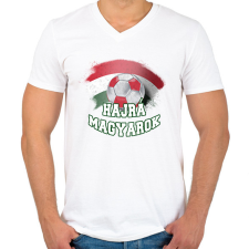 PRINTFASHION Hajrá magyarok - Férfi V-nyakú póló - Fehér férfi póló