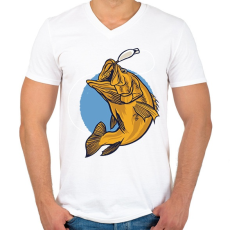 PRINTFASHION Hal - Férfi V-nyakú póló - Fehér