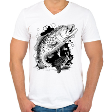 PRINTFASHION Hal - Férfi V-nyakú póló - Fehér