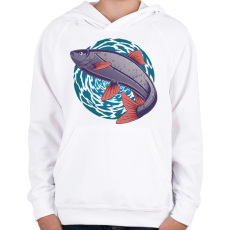 PRINTFASHION Hal - Gyerek kapucnis pulóver - Fehér