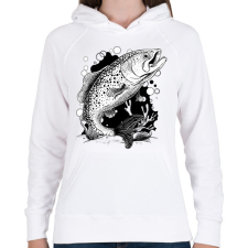 PRINTFASHION Hal - Női kapucnis pulóver - Fehér női pulóver, kardigán