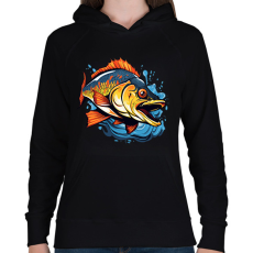 PRINTFASHION Hal - Női kapucnis pulóver - Fekete