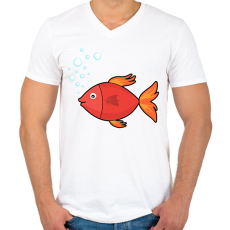 PRINTFASHION Halacska  - Férfi V-nyakú póló - Fehér