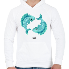 PRINTFASHION Halak - Férfi kapucnis pulóver - Fehér