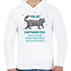 PRINTFASHION Halak - Karthauzi cica - Férfi kapucnis pulóver - Fehér