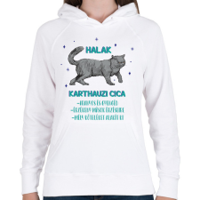 PRINTFASHION Halak - Karthauzi cica - Női kapucnis pulóver - Fehér női pulóver, kardigán
